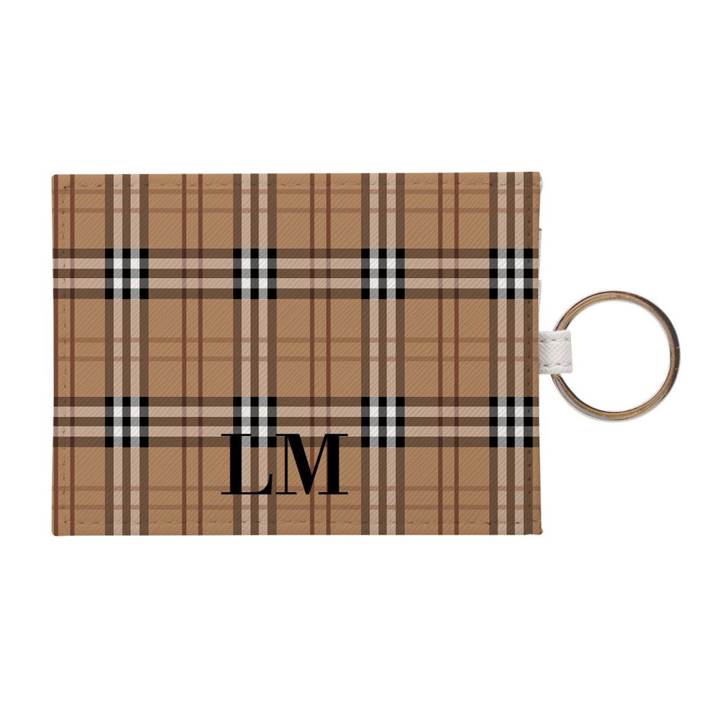 Personalised Brown Tartan Leather Card Holder