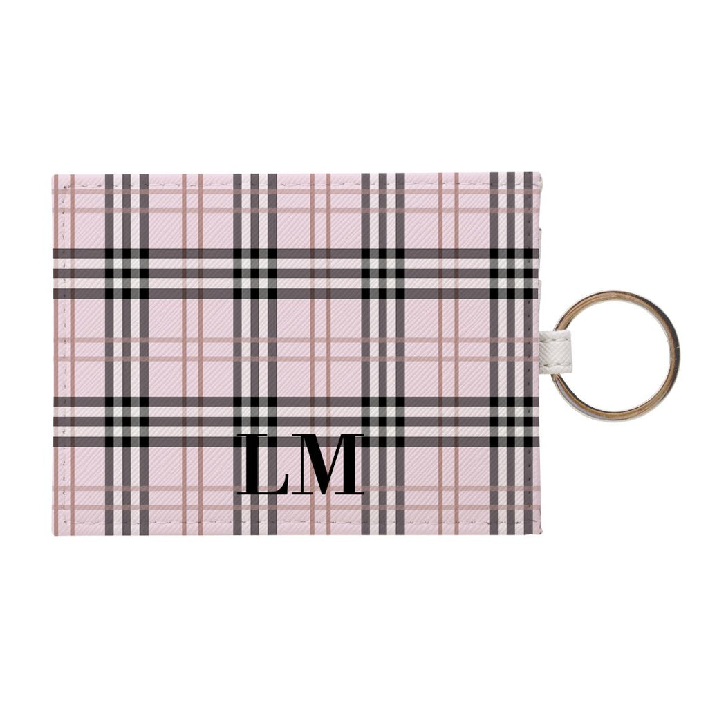 Personalised Pink Tartan Leather Card Holder