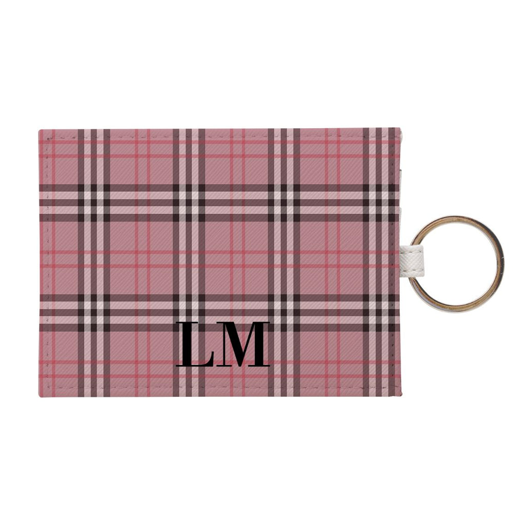 Personalised Red Tartan Leather Card Holder