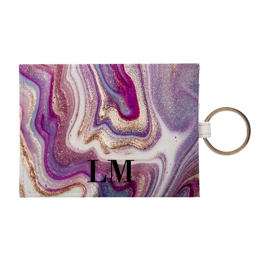 Personalised Violet Marble Leather Card Holder