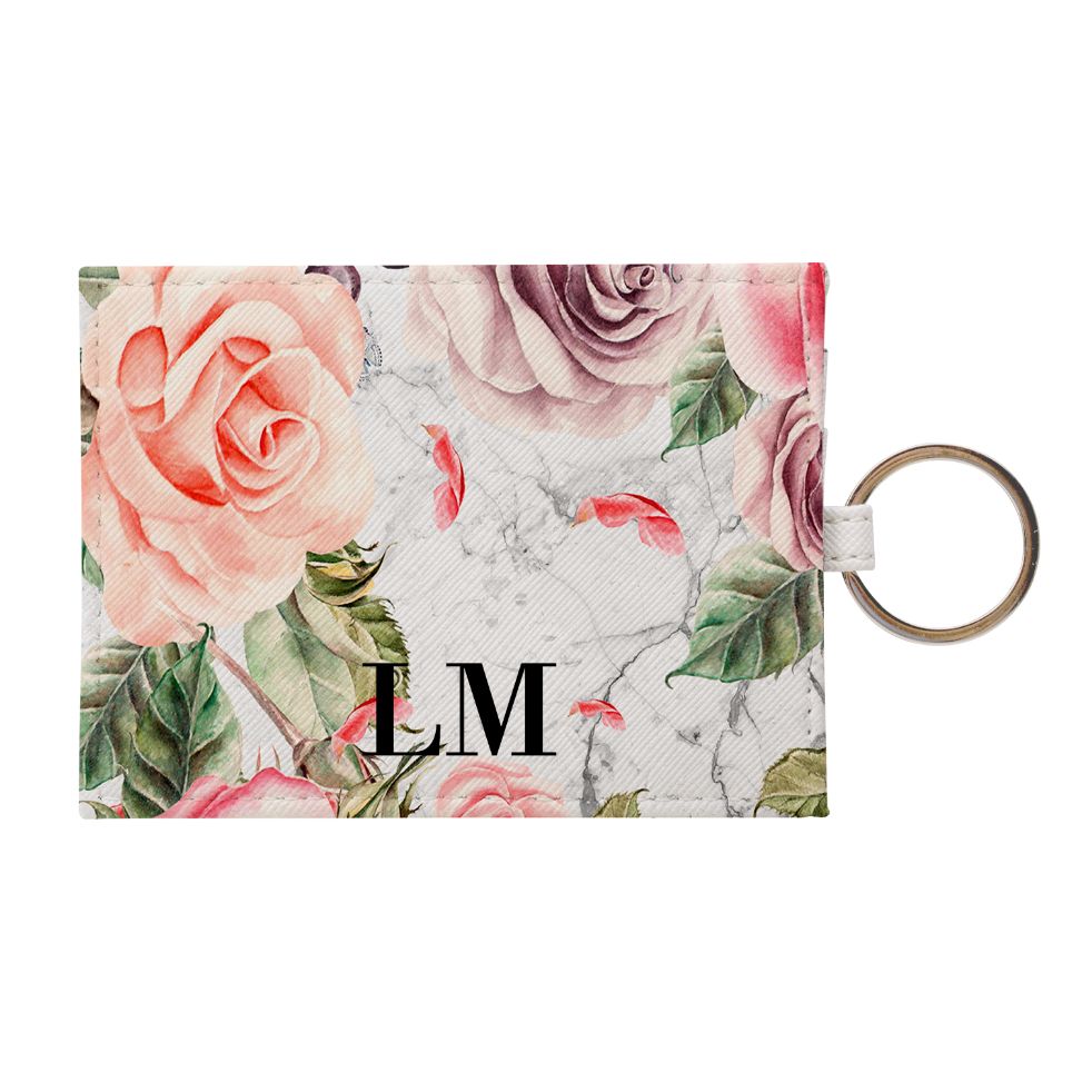 Personalised Watercolor Floral Leather Card Holder