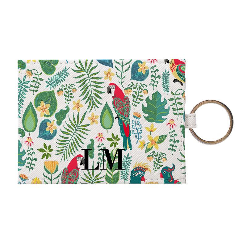 Personalised White Parrot Leather Card Holder