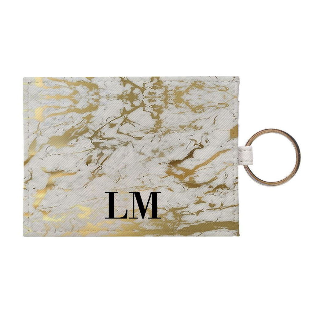 Personalised White x Gold Marble Leather Card Holder