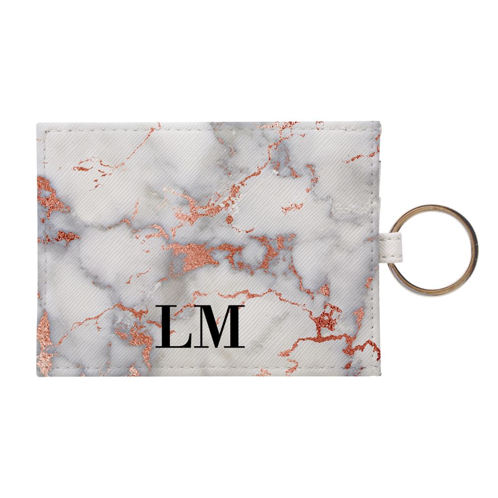 Personalised White x Rose Gold Marble Leather Card Holder