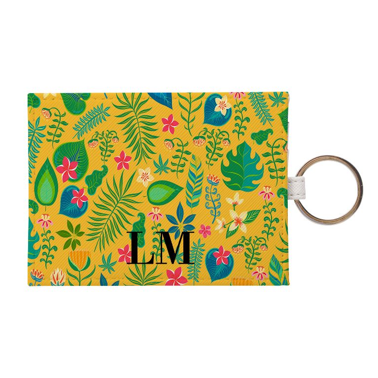 Personalised Yellow Leaf Leather Card Holder