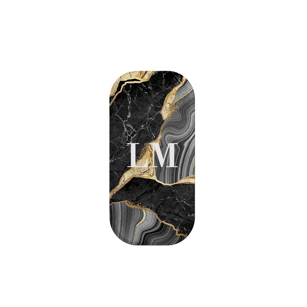 Personalised Black and Gold Marble Name Clickit Phone grip