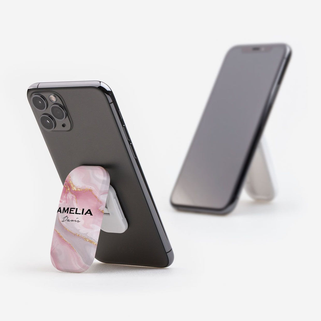 Personalised Luxe Pink Marble Name Clickit Phone grip