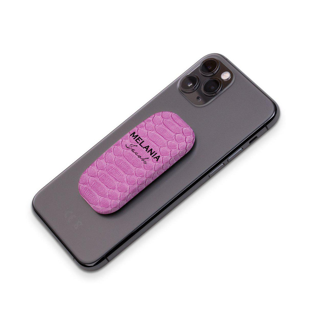 Personalised Pink Snake Skin Name Clickit Phone grip