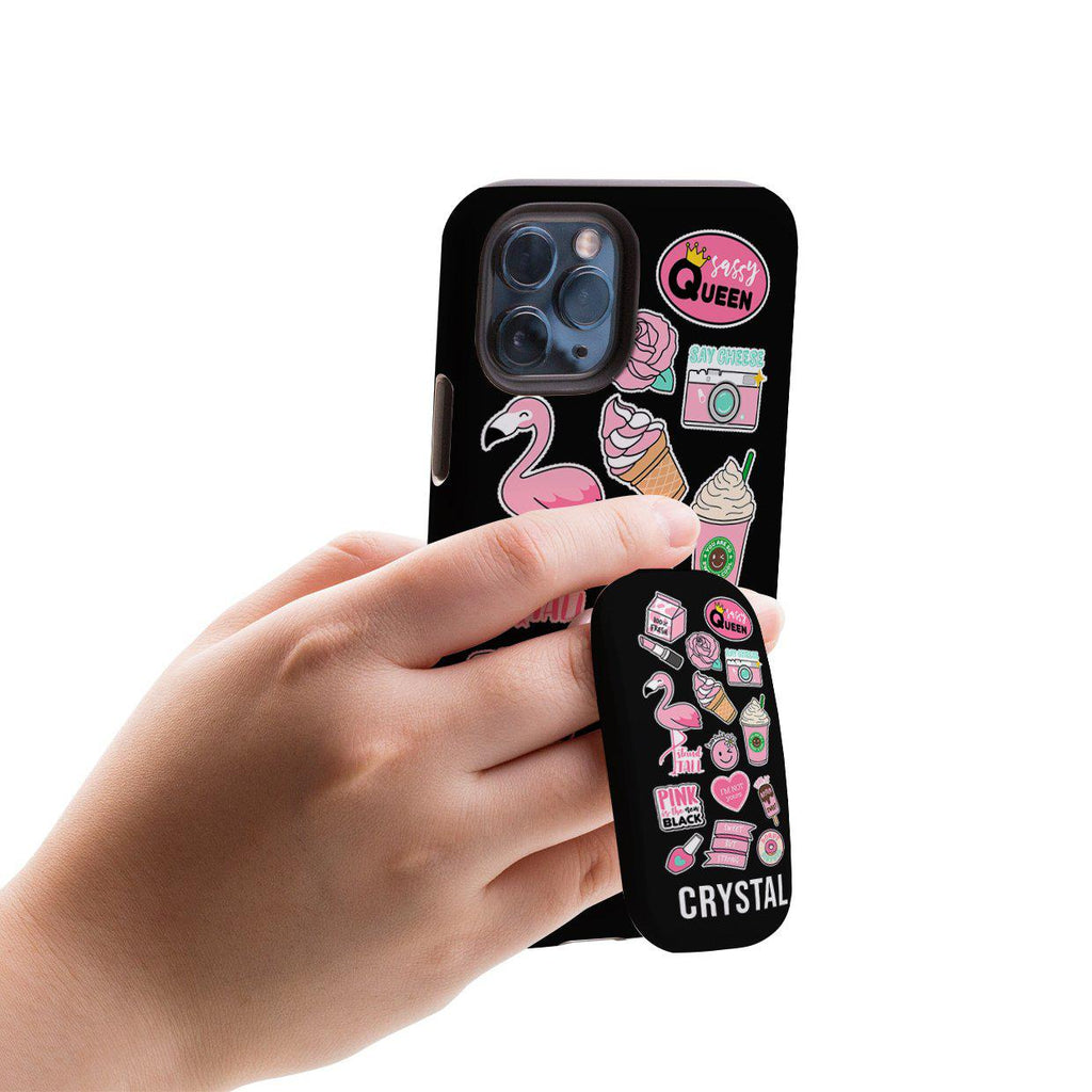 Personalised Pink Sticker Clickit Phone grip