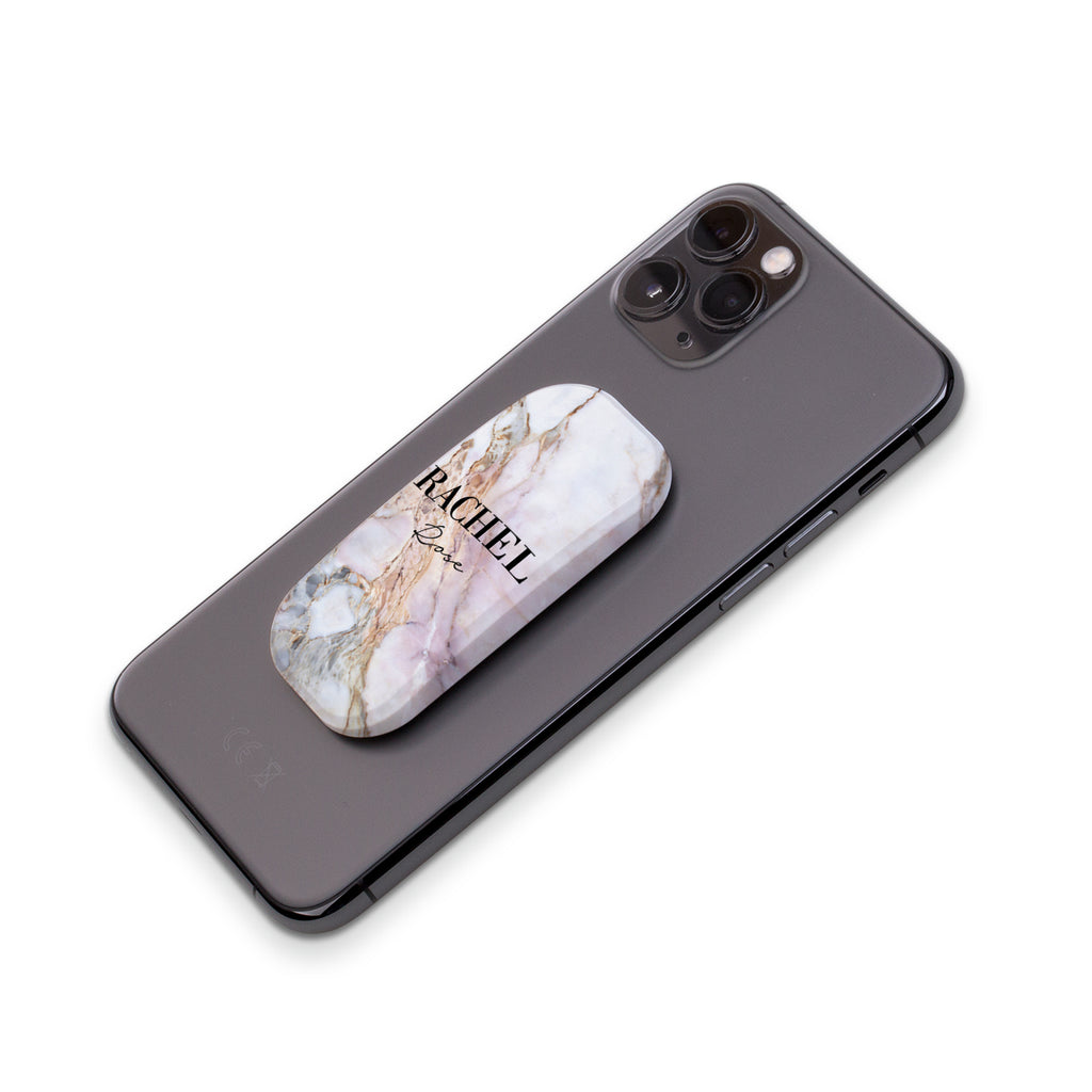 Personalised White Galaxy Marble Name Clickit Phone grip