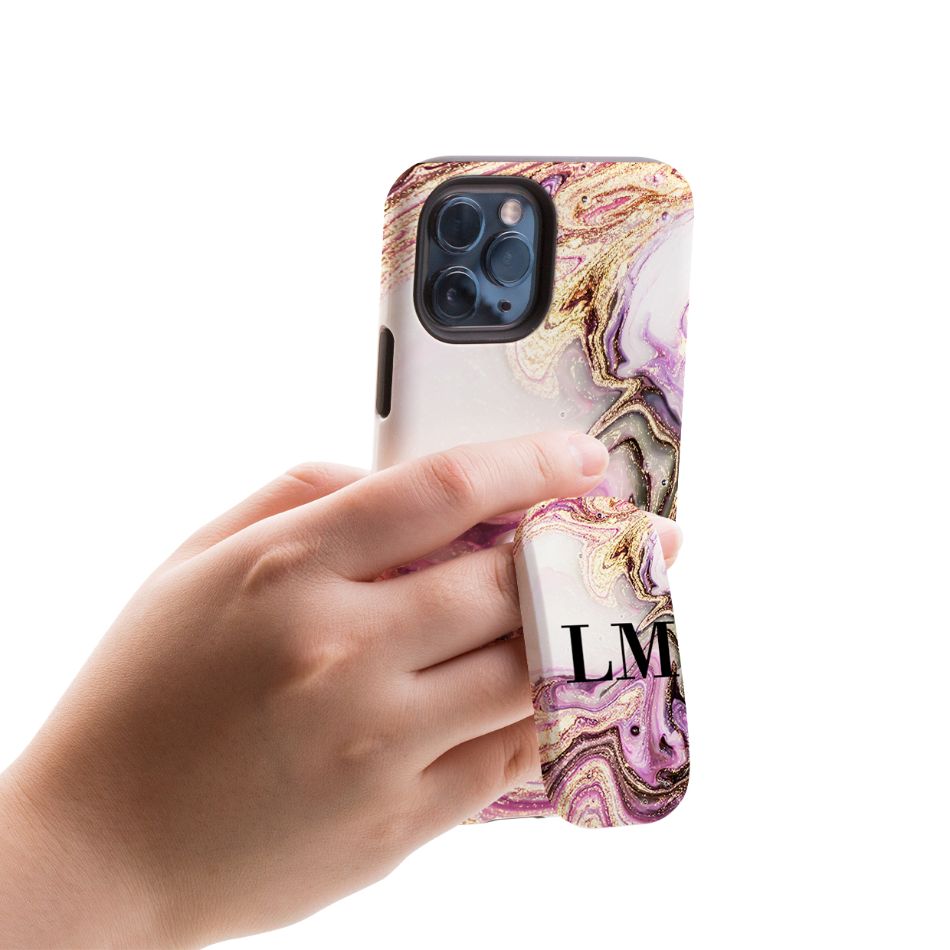 Personalised Gouache Marble initial Name Clickit Phone grip