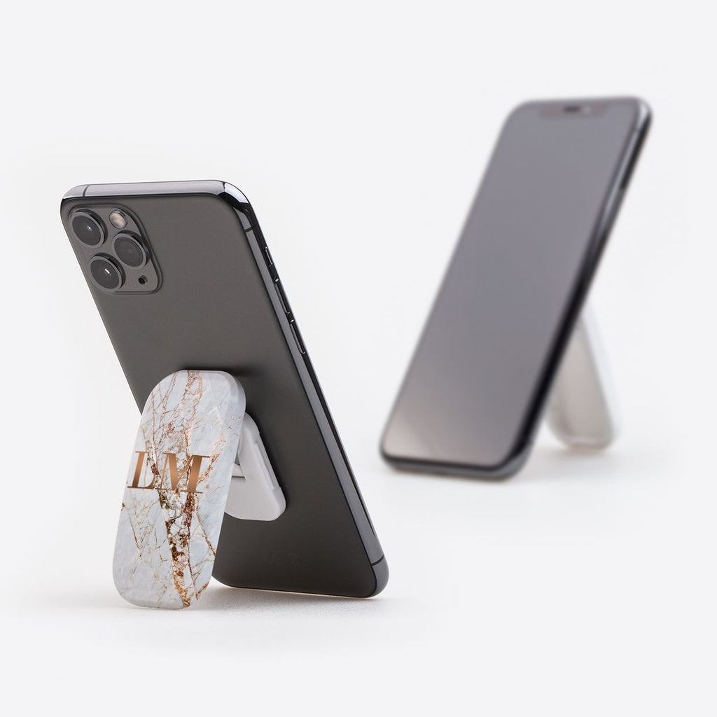 Personalised Cracked Marble Bronze Initial Clickit Phone grip