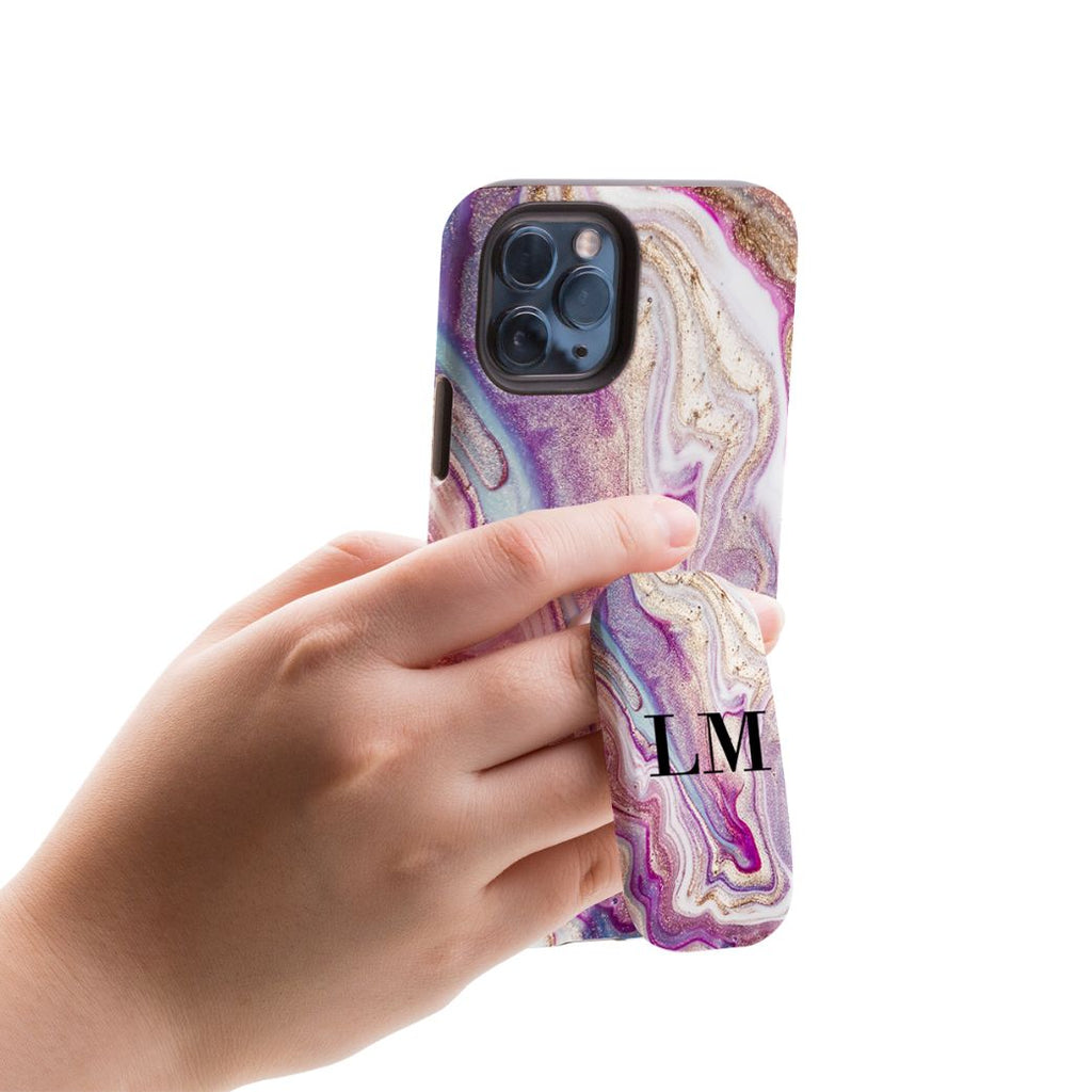 Personalised Violet Marble Initials Name Clickit Phone grip