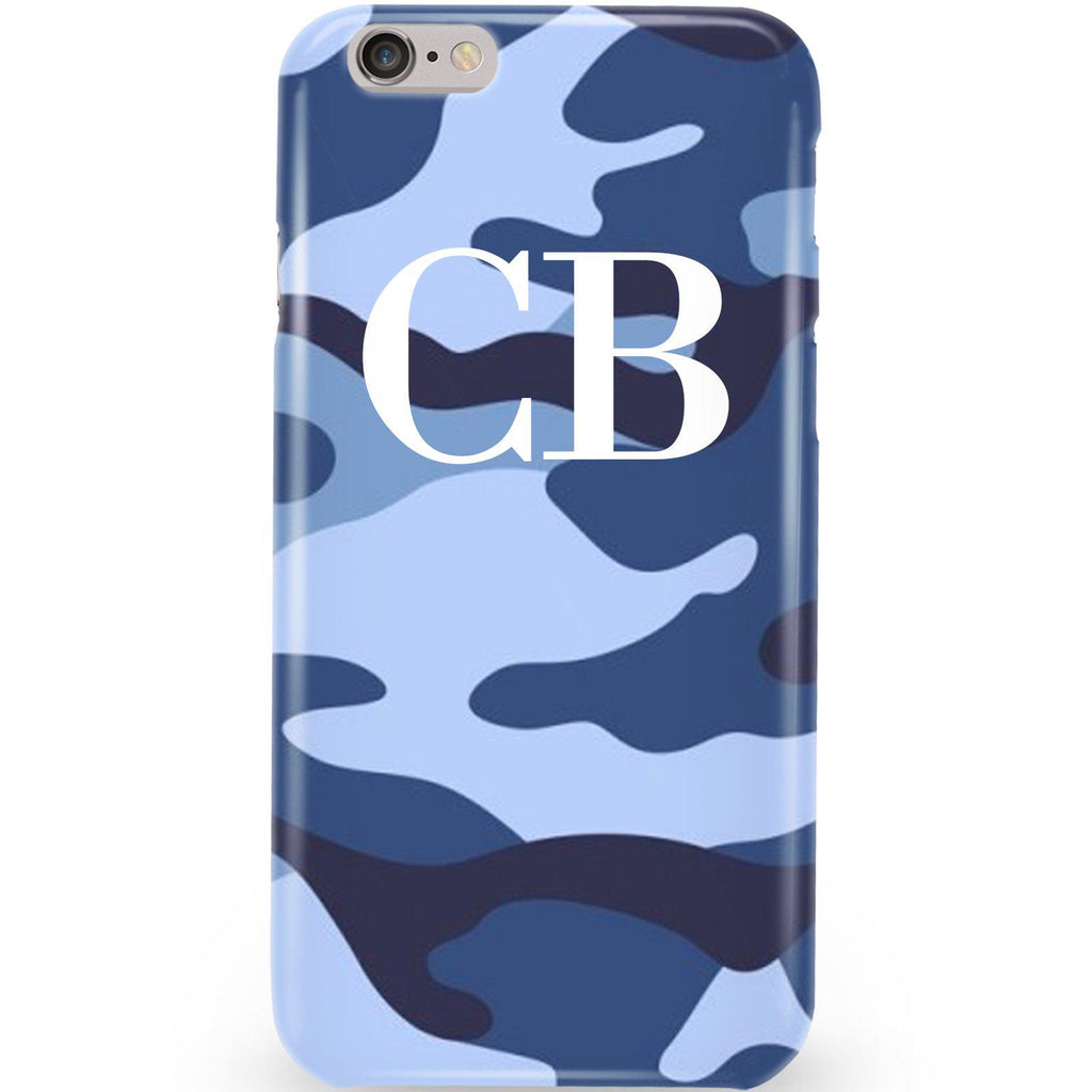 Personalised Cobalt Blue Camouflage Initials iPhone 6/6s Case