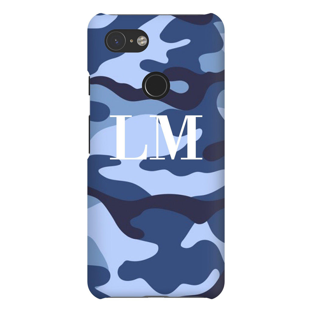 Personalised Cobalt Blue Camouflage Google Pixel 3 Case