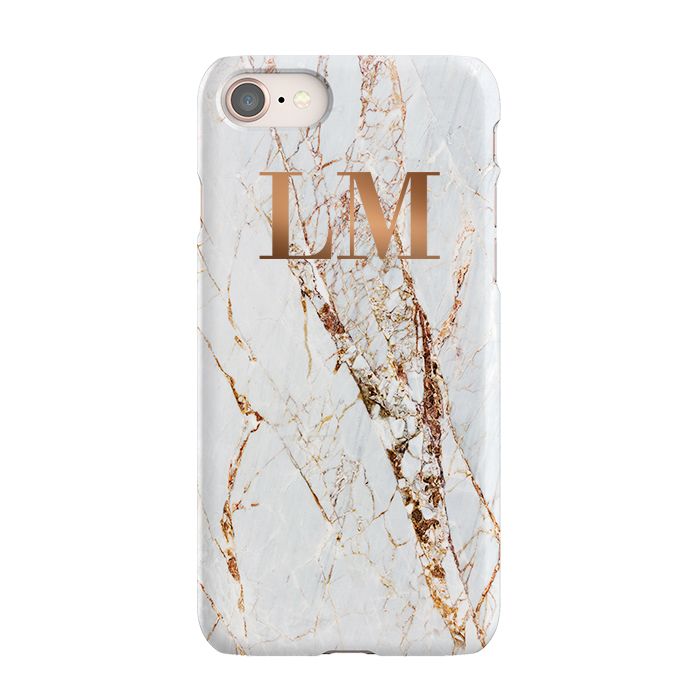 Personalised Cracked Marble Bronze Initial iPhone SE Case