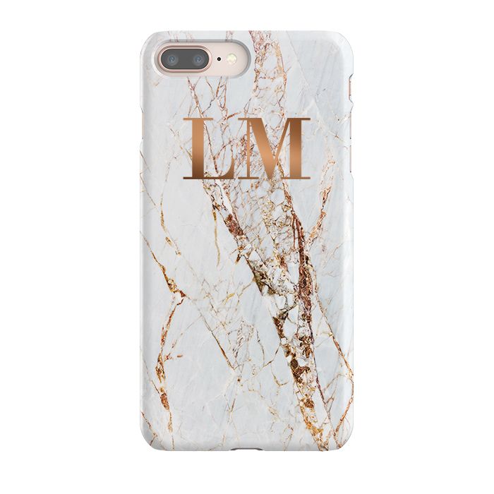 Personalised Cracked Marble Bronze Initial iPhone 8 Plus Case