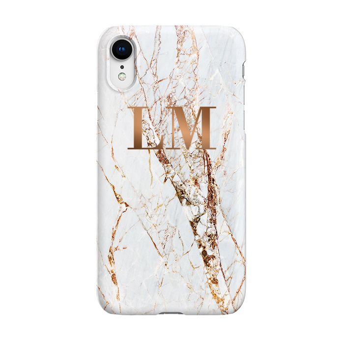 Personalised Cracked Marble Bronze Initial iPhone XR Case