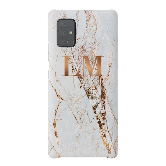 Personalised Cracked Marble Bronze Initials Samsung Galaxy A51 Case