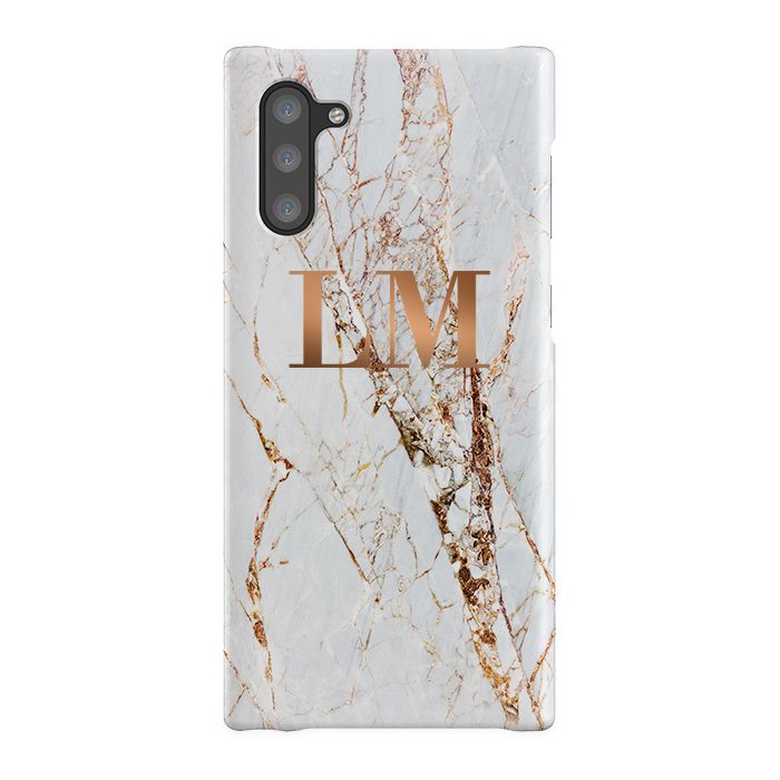 Personalised Cracked Marble Bronze Initials Samsung Galaxy Note 10 Case