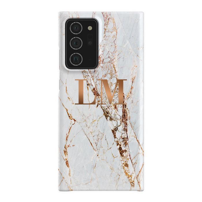 Personalised Cracked Marble Bronze Initials Samsung Galaxy Note 20 Ultra Case