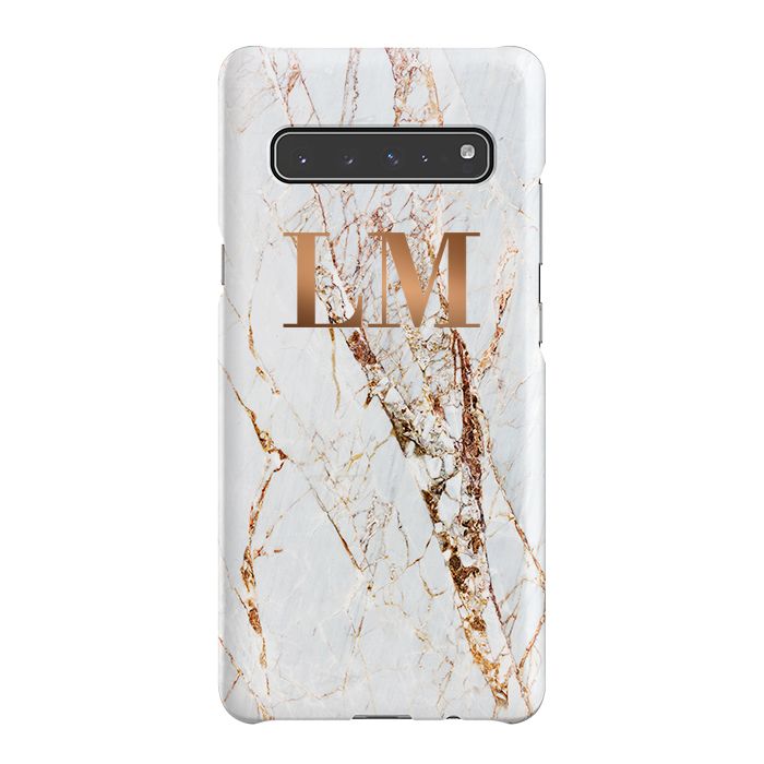 Personalised Cracked Marble Bronze Initials Samsung Galaxy S10 5G Case