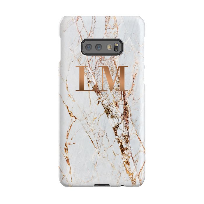 Personalised Cracked Marble Bronze Initials Samsung Galaxy S10e Case