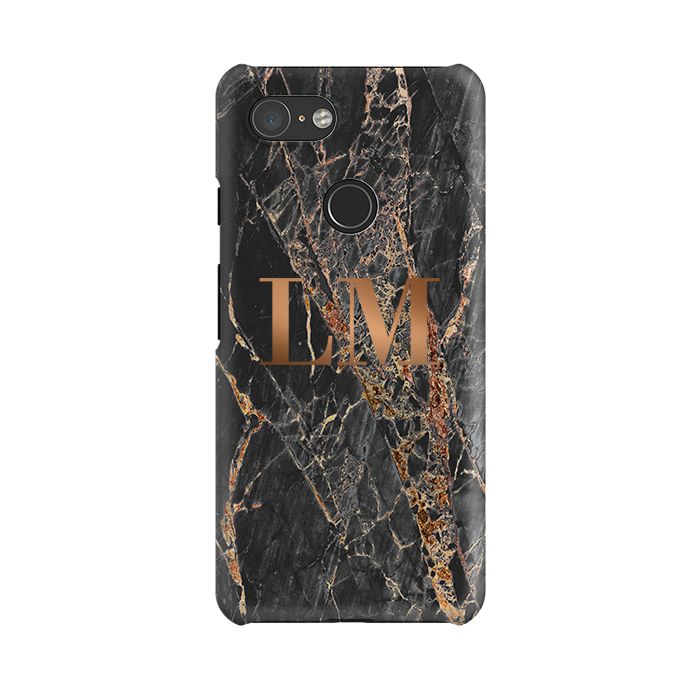 Personalised Slate Marble Bronze Initial Google Pixel 3 Case