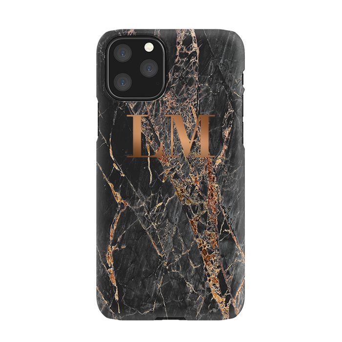 Personalised Slate Marble Bronze Initial iPhone 11 Pro Case