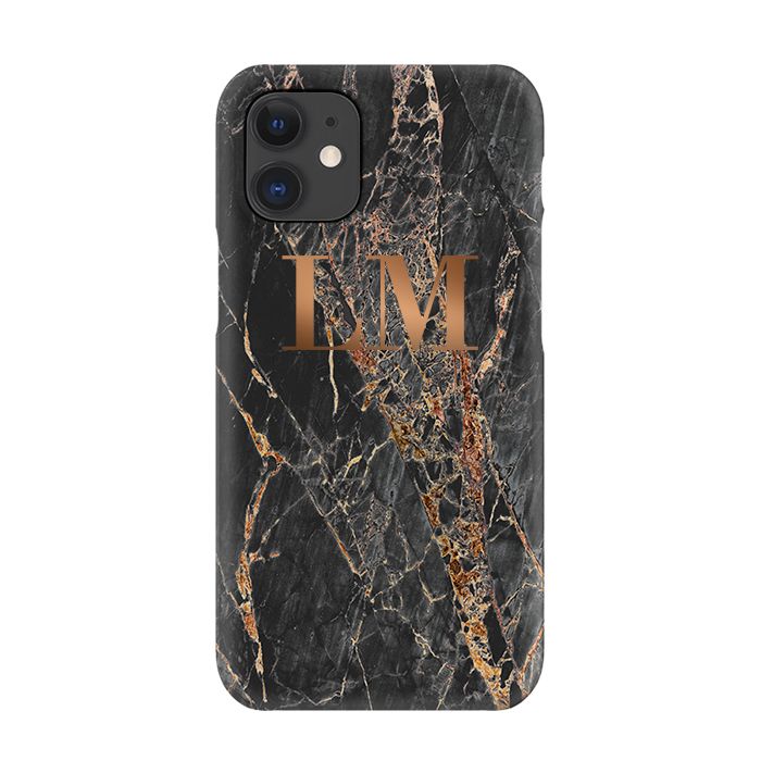 Personalised Slate Marble Bronze Initial iPhone 12 Case