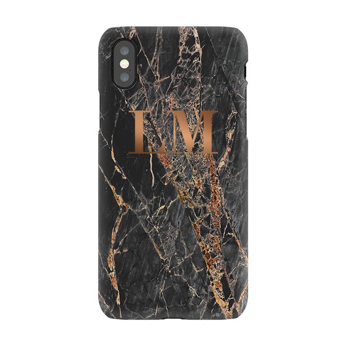 Personalised Slate Marble Bronze Initial iPhone XS Case