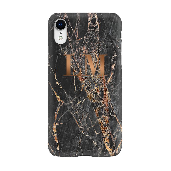 Personalised Slate Marble Bronze Initial iPhone XR Case