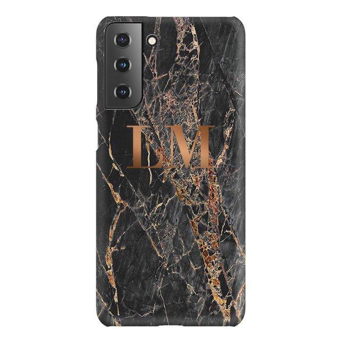 Personalised Slate Marble Bronze Initial Samsung Galaxy S21 Plus Case