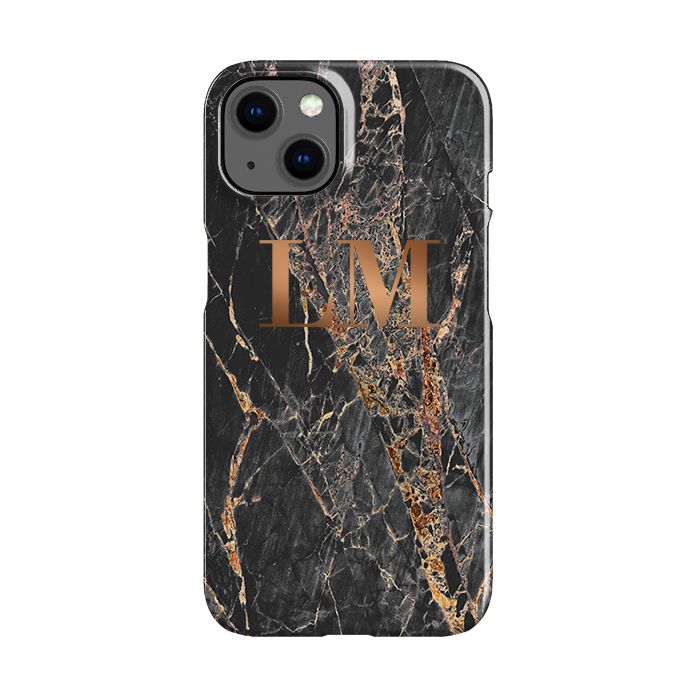 Personalised Slate Marble Bronze Initial iPhone 15 Case