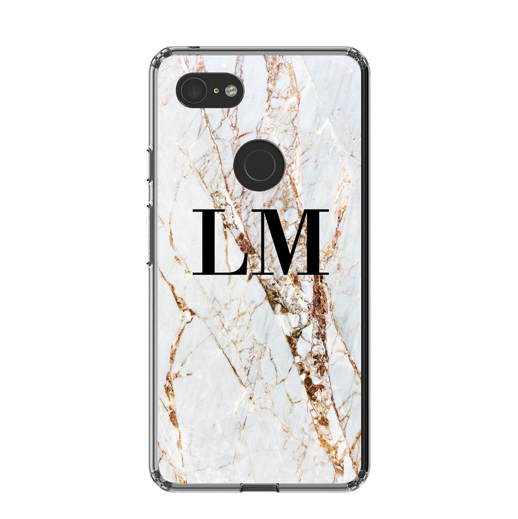 Personalised Cracked Marble Initials Google Pixel 3 XL Case