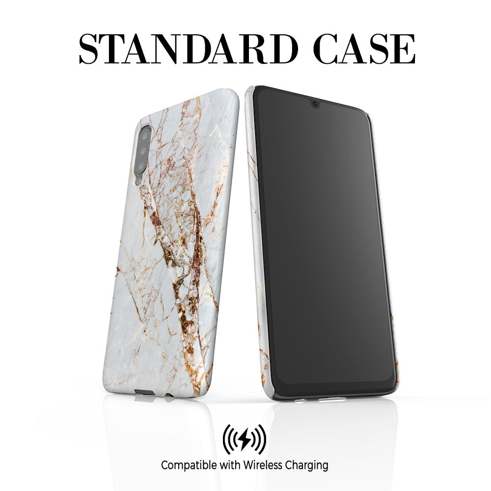 Personalised Cracked Marble Bronze Initials Samsung Galaxy A50 Case