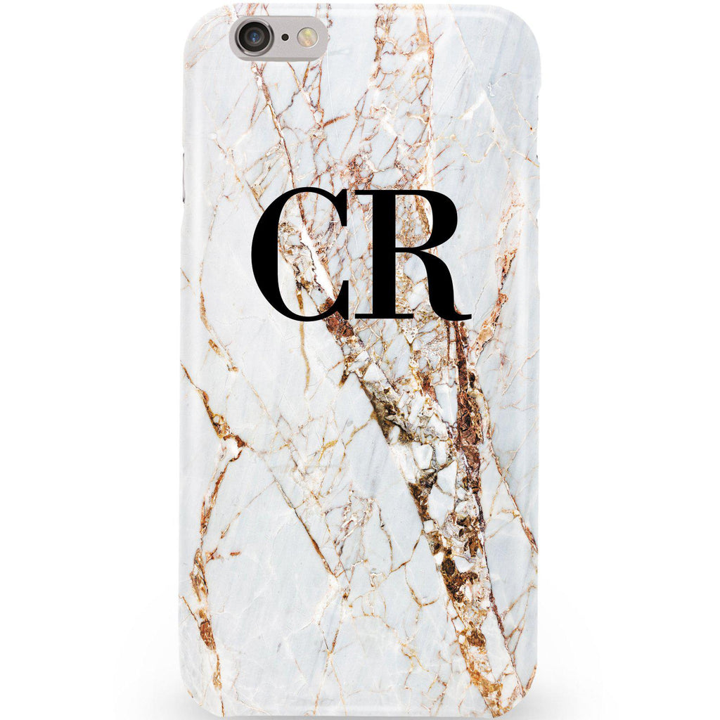 Personalised Cracked Marble Initials iPhone 6/6s Case
