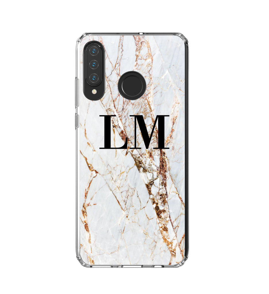 Personalised Cracked Marble Initials Huawei P30 Lite Case