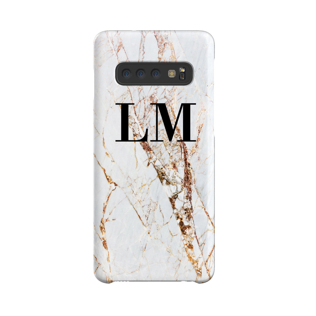 Personalised Cracked Marble Initials Samsung Galaxy S10 Plus Case