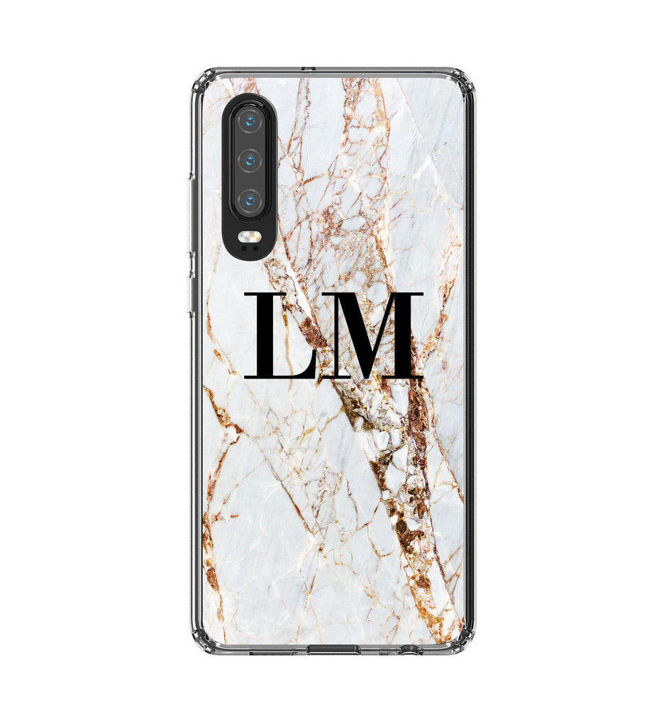 Personalised Cracked Marble Initials Huawei P30 Case
