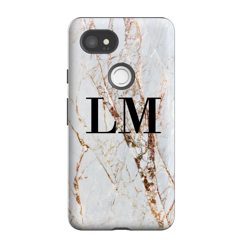 Personalised Cracked Marble Initials Google Pixel 2 XL Case