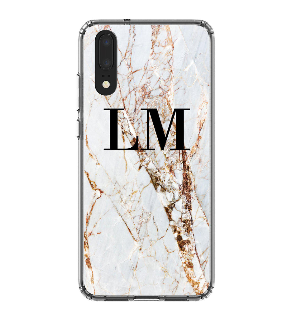 Personalised Cracked Marble Initials Huawei P20 Case