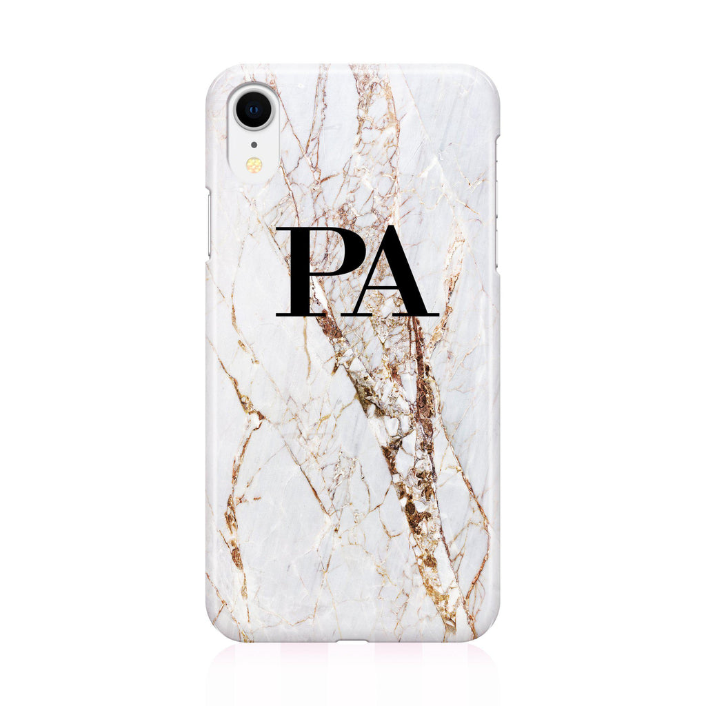 Personalised Cracked Marble Initials iPhone XR Case