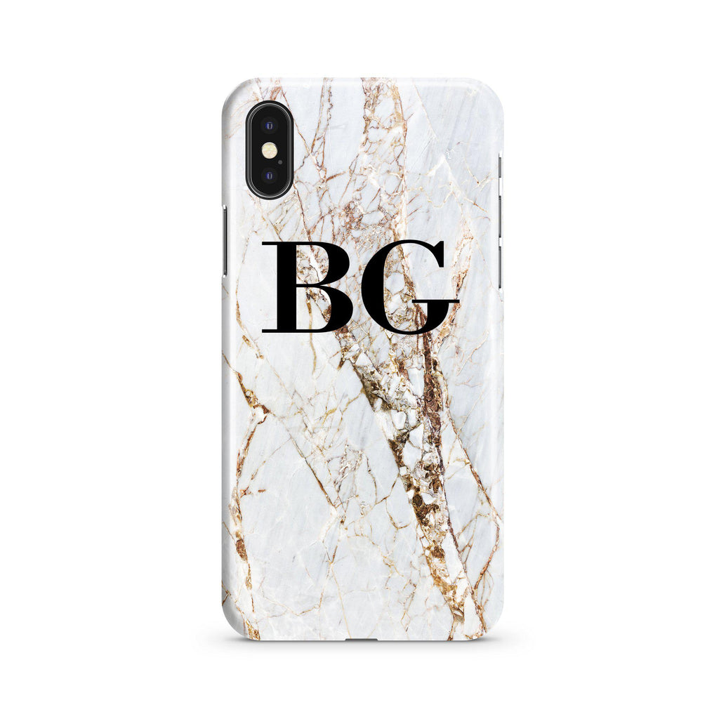 Personalised Cracked Marble Initials iPhone XS Case