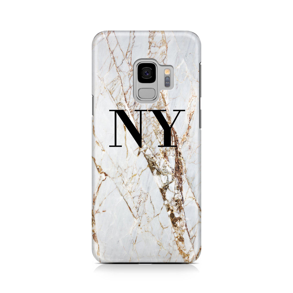 Personalised Cracked Marble Initials Samsung Galaxy S9 Case