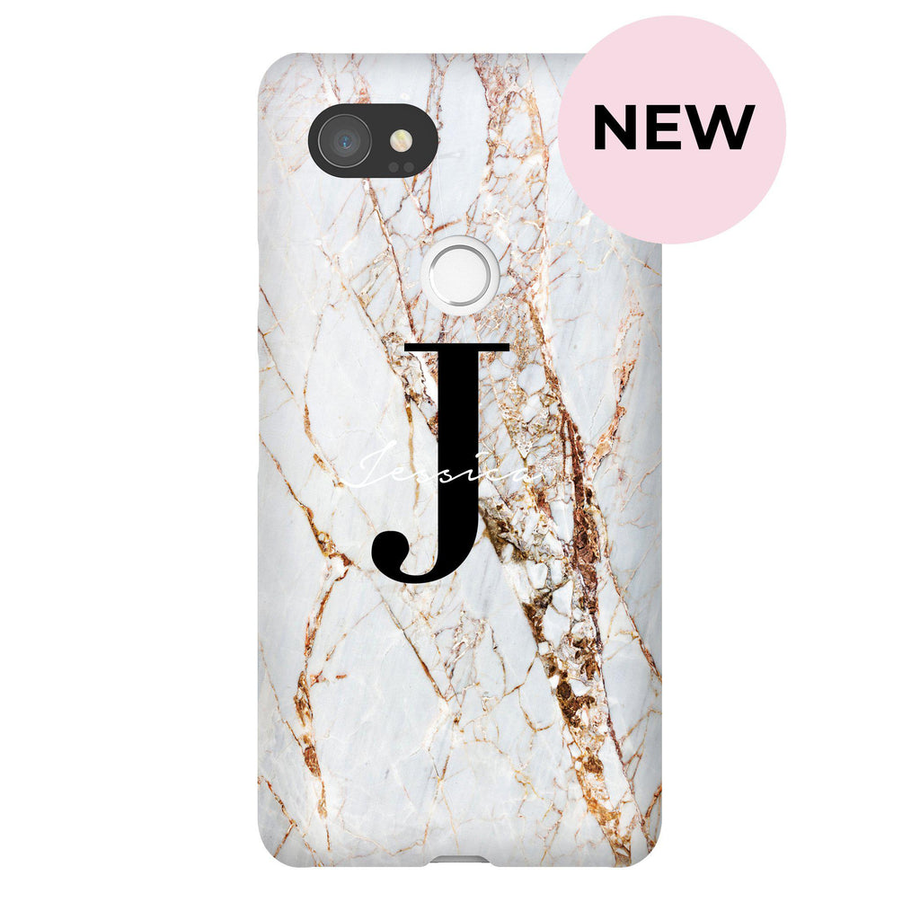 Personalised Cracked Marble Name Initials Google Pixel 2 XL Case