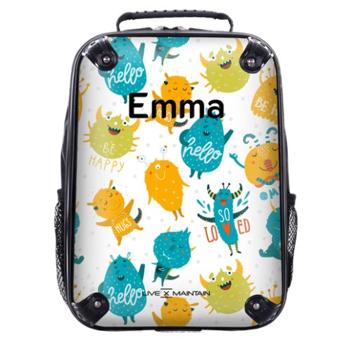 Personalised Cute Monsters Name Kids Backpack