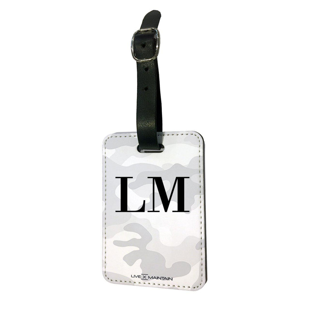 Personalised White Camouflage Initials Luggage Tag
