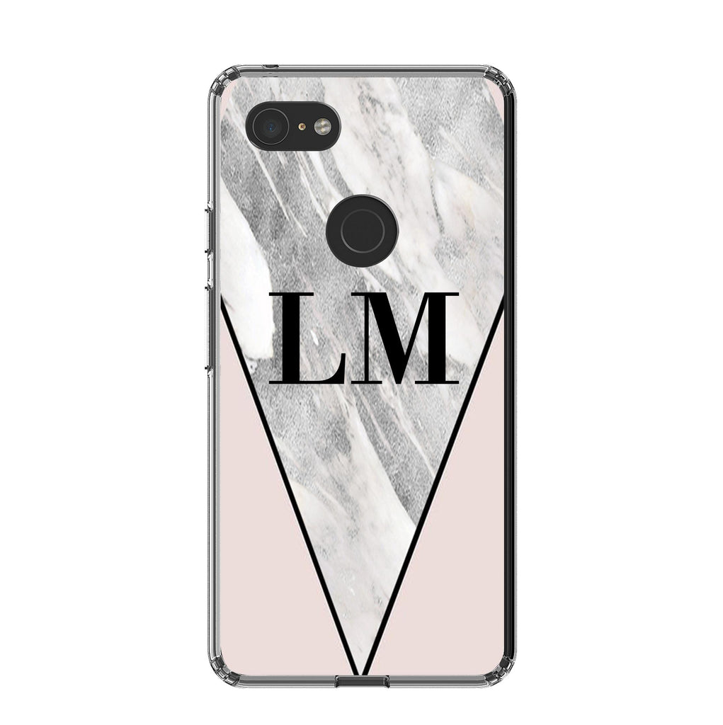 Personalised Pink x Castello Marble Contrast Google Pixel 3 XL Case