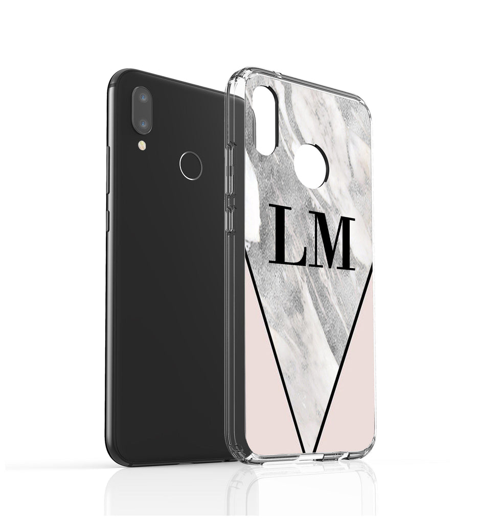 Personalised Pink x Castello Marble Contrast Huawei P20 Lite Case